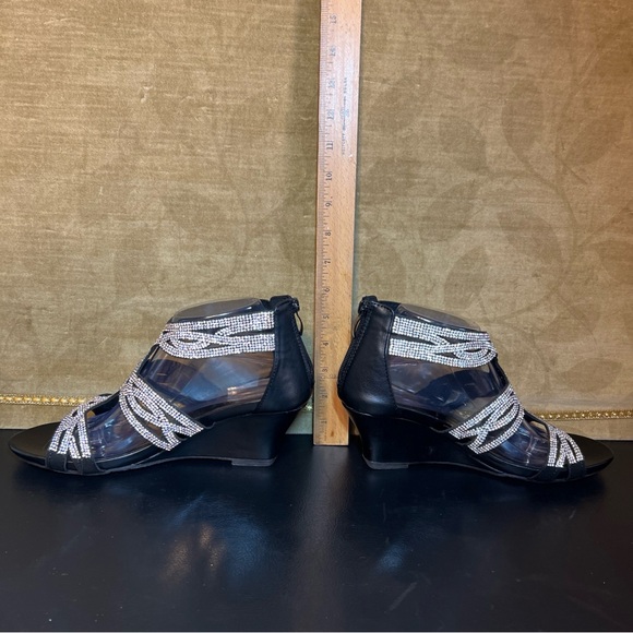 Patrizia Spring Step Wedge Heels Silver Sparkling Rhinestones Women's 9.5-10/40 - Picture 3 of 13